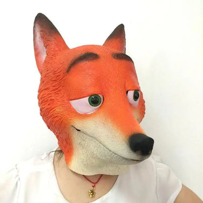 2026  Zootopia Nick Mask Headgear Cute Cartoon Toy Funny Latex Mask Live Broadcast Props Halloween Role Play Costume Headgear