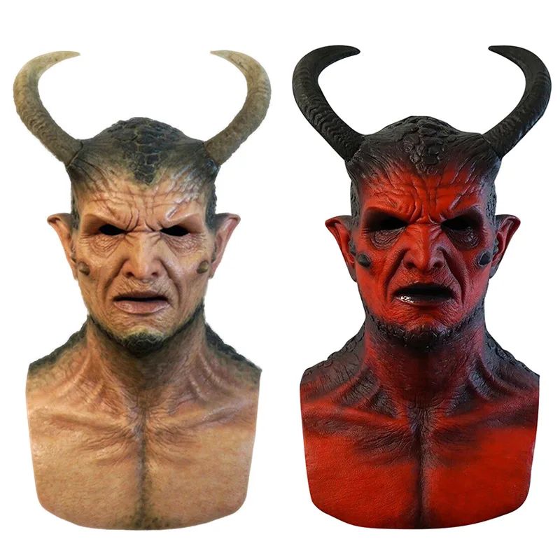 Halloween Devil Masks Horror Cosplay Hellfire Beast Horns Demon Helmet Masquerade Performance Costume Props Scary Horns Masks