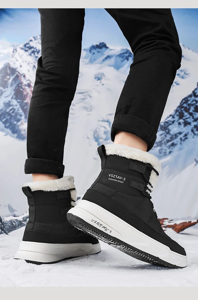 Men's Winter Plus Velvet Warm High-top Down Bread Shoes Waterproof and Non-slip Cotton Shoes Men's Big Boots==bottes Pour Hommes