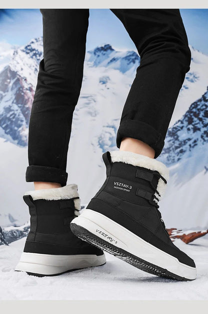 Men's Winter Plus Velvet Warm High-top Down Bread Shoes Waterproof and Non-slip Cotton Shoes Men's Big Boots==bottes Pour Hommes