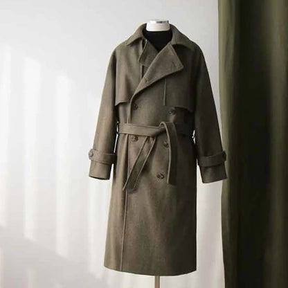 2022 Men's Woolen Clothes Straight Casual Windbreaker Long Coat Fashion Loose Gentle Autumn Korean Elegant Overcoat