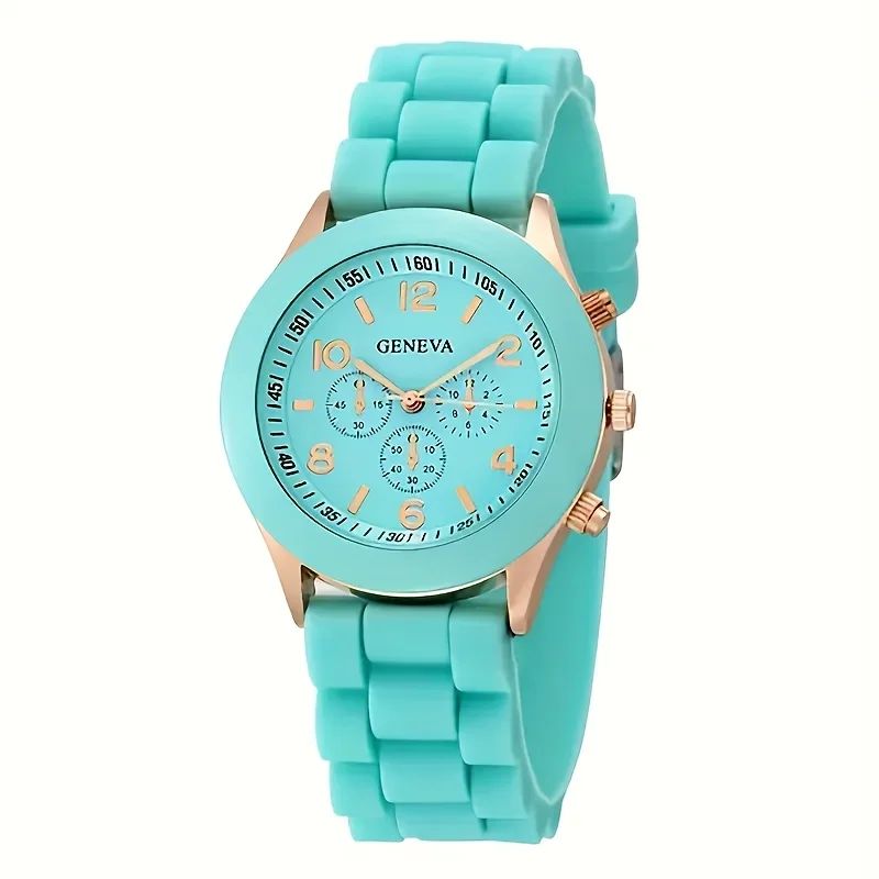 Stylish Round Pointer Quartz Watch, Triple Dial Silicone Watchband Sports Wristwatch For Women And Men, Ideal choice for Gifts