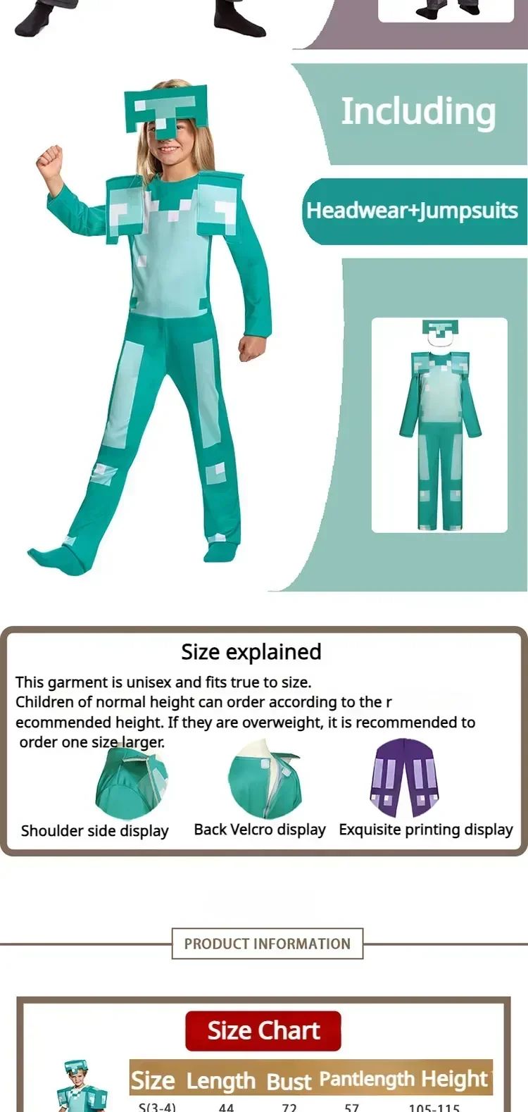 Game My World Role Play Holiday Party Pixel Costume Toy Mc Boys Girls Set Diamond  Christmas Gift Stage Costume