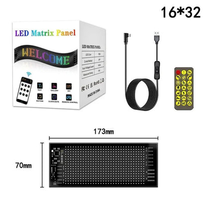 Painel de Pixels LED Flexível para Caminhão, Olhos de LED Brilhantes com Rolagem, Sinal de Carro LED USB com Controle Bluetooth por Aplicativo DIY