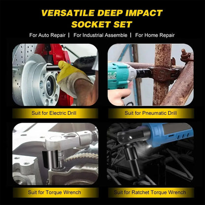 10pcs 1/2 Drive Metric Impact Socket Set Heavy Duty Universal Deep Socket Wrench for Air Pneumatic Repair Tools