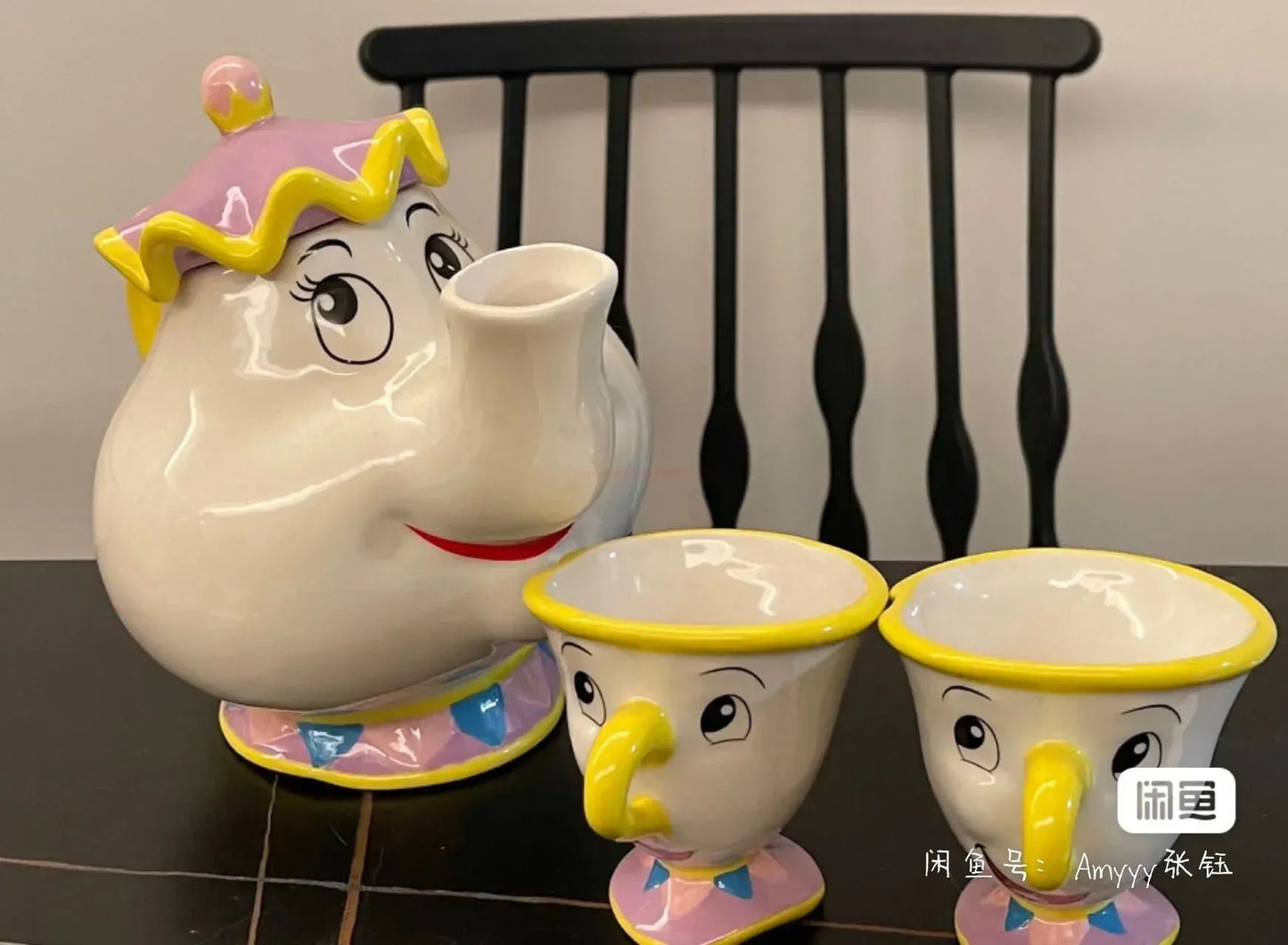 Bule da Disney Fofo Desenho Animado A Bela e a Fera Bules Caneca Sra. Potts Xícara Chip Bules Conjunto de Chá Dropshipping