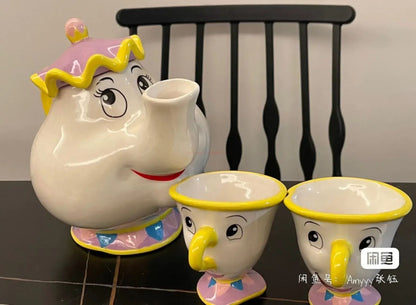 Bule da Disney Fofo Desenho Animado A Bela e a Fera Bules Caneca Sra. Potts Xícara Chip Bules Conjunto de Chá Dropshipping