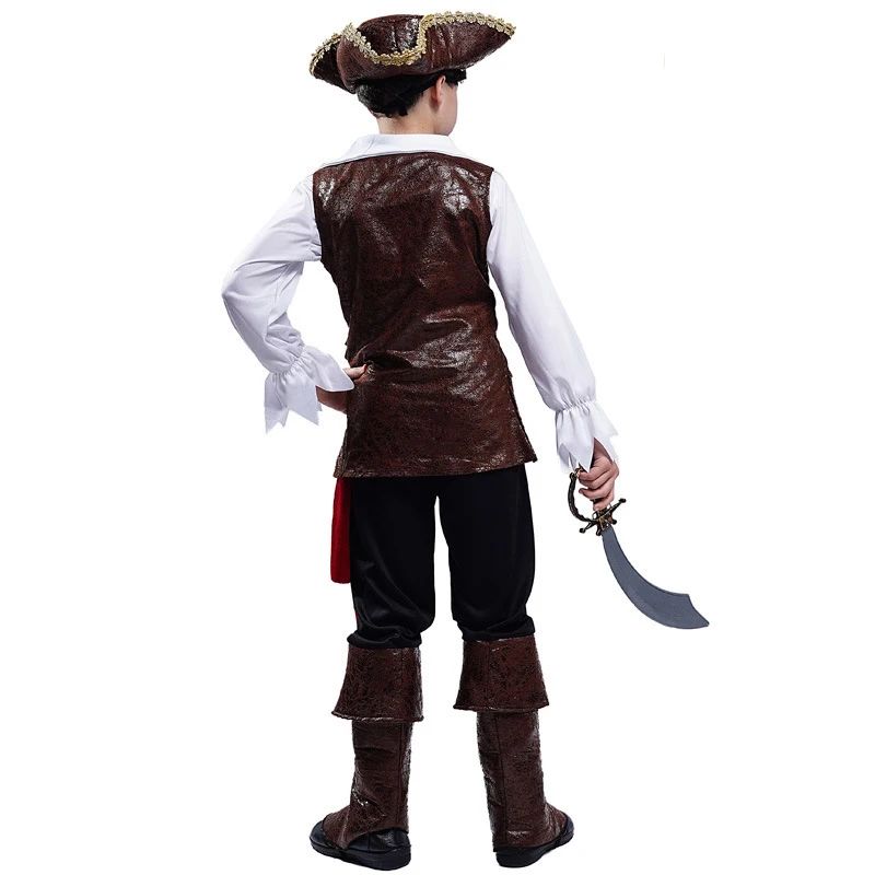 Halloween Costume Boys Pirate Cosplay Pirate Captain Jack Sparrow  Purim Christmas Party Luxury Buccaneer Outfits R