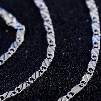 Men Women 2mm Flat Clavicle Chain Necklace S925 Sterling Silver Hypoallergenic Never Fade Multi Size 40-75cm Minimalist Fine Jewelry Gift Christmas Wedding Birthday Anniversary Wholesale