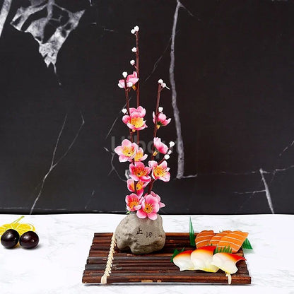Bandeja de prato para frutos do mar, Barco de Sushi, Plantas de Flores Decorativas, Concepção Artística, Pequeno Ornamento Decorativo, Flor de Pêssego Criativa