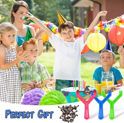 12pcs Mini Rubber Slingshot Poop Slingshot Toy Flying Poop Toys Smiling Stretchy Toy Stress Relief Toy Gift for Kids Adult Party