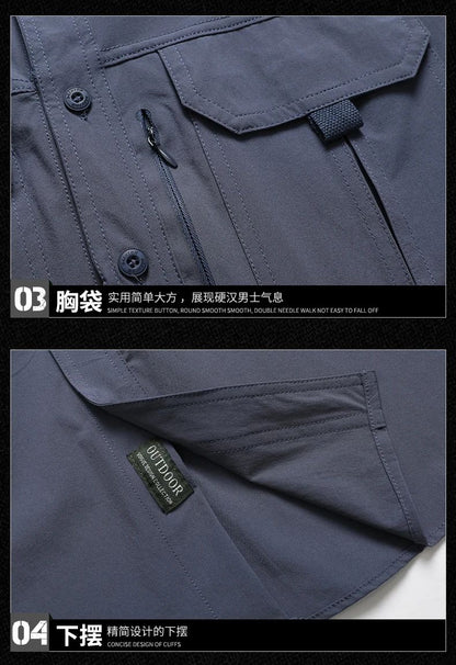 Summer Tactical Shirts Men Work Short Sleeve Shirt Outdoor Breathable Quick Dry Multi-pocket Cargo Camp Hike Short Sleeved Shirt