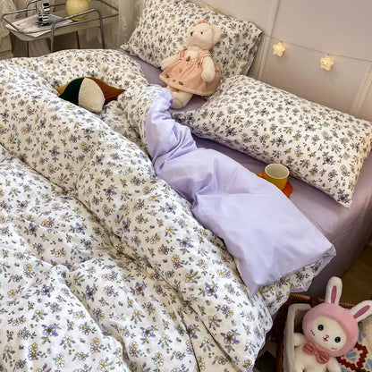 Jogo de Lençóis Florais Rosa Macio Ins Solteiro Casal Queen Capa de Edredom Lençol de Elástico Fronhas Meninas Casa Total Roupa de Cama