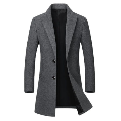 New Winter Men Cashmere Trench Coats Wool Blends Overcoats Business Casual Trench Long Jackets Male Slim Blends Coats Size 4XL