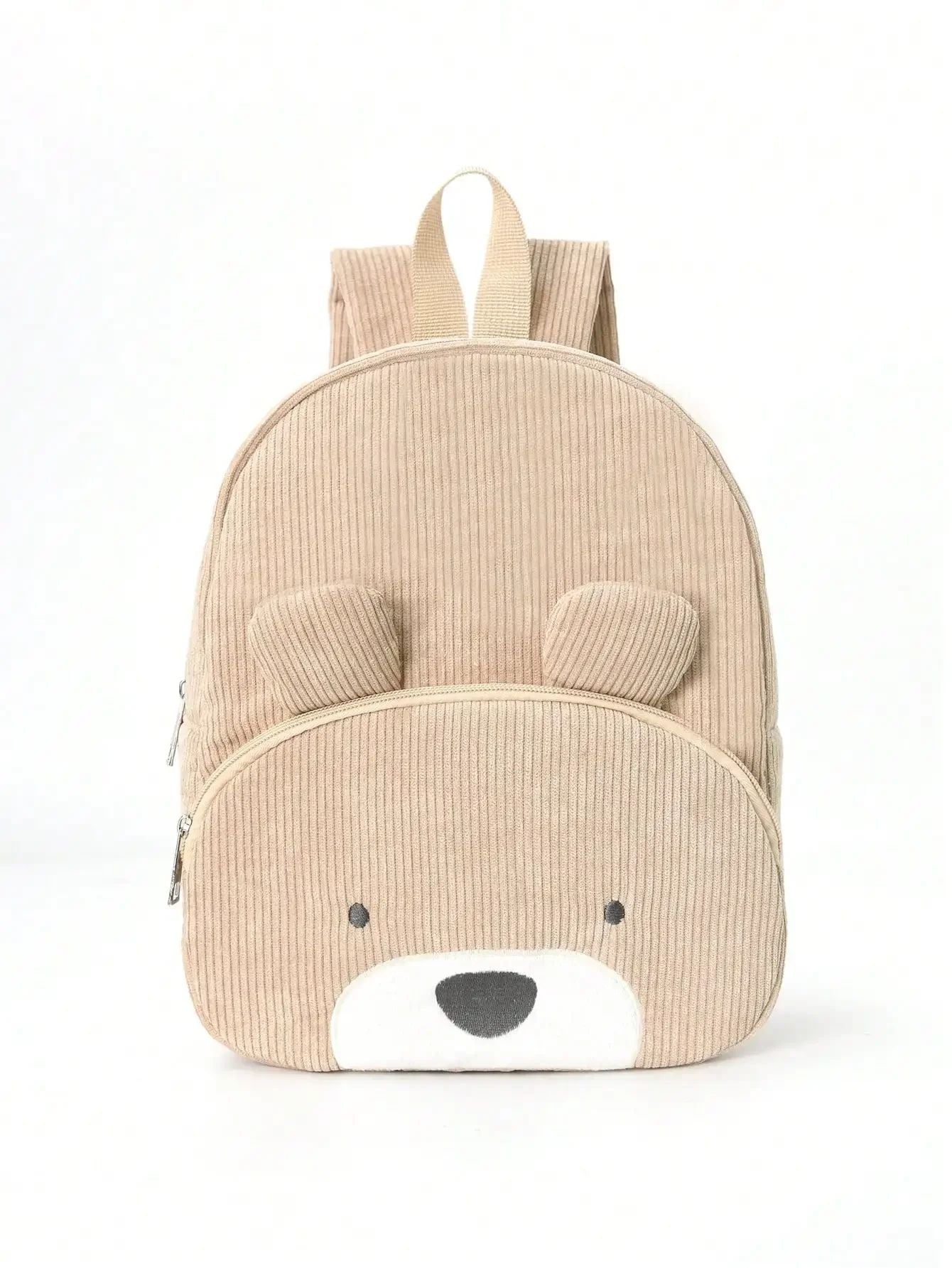 Cute Cartoon Bear Embroidered Corduroy Children's Backpack Suitable for Boys and Girls Kindergarten Elementary School Gifts