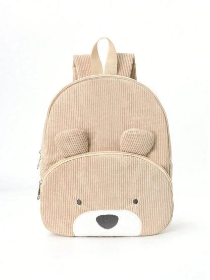 Cute Cartoon Bear Embroidered Corduroy Children's Backpack Suitable for Boys and Girls Kindergarten Elementary School Gifts