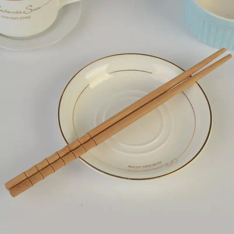 Hashis de Madeira de Bambu Natural Artesanais Hashis de Bambu para Cozinha Doméstica 24cm Reutilizáveis para Sushi e Utensílios de Mesa