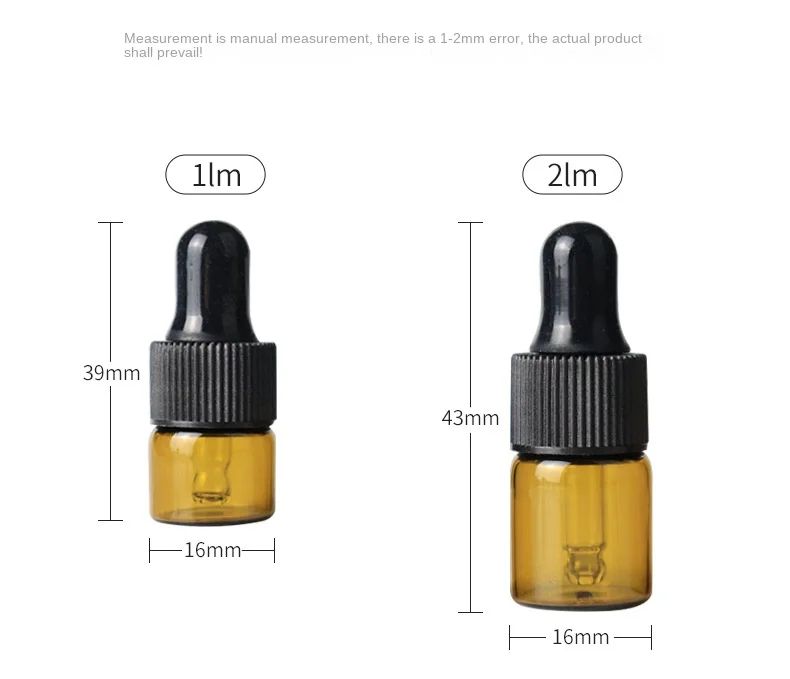 50/100PCS 1-5/ML Essential Oil Glass Refillable Eye Empty Dropper Bottle Container TravelPortable for Essential Oils, Perfumes