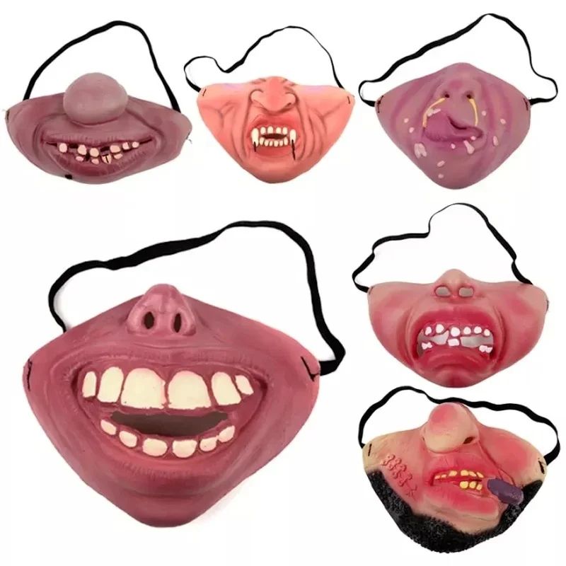 Half Face Clown Mask Creative Adult Latex Masks Cosplay Props Humorous Elastic Band Funny Halloween Horrible Party Decoration