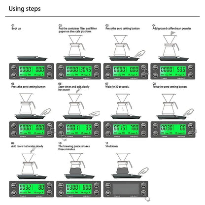 1 peça 3kg 5kg Balança de Café Gotejamento com Timer Balança de Cozinha Digital Eletrônica Portátil Balanças Eletrônicas de Alta Precisão LCD