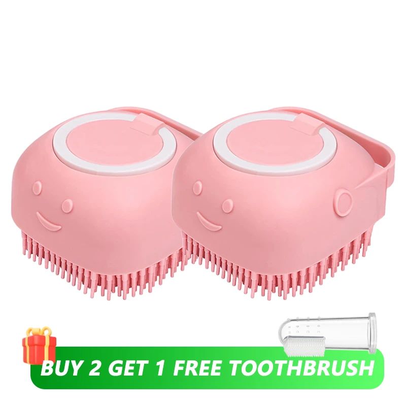 Escova de Banho para Cães Escova de Massagem para Animais de Estimação Dispensador de Shampoo Escova de Silicone Macio Cerdas de Borracha para Cães e Gatos Ferramenta de Banho e Higiene