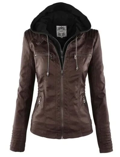Gothic Faux Leather Jacket Women Coat 2025 Hoodies Winter Autumn Motorcycle Jacket Black Outerwear Leather PU Basic Jacket Coat