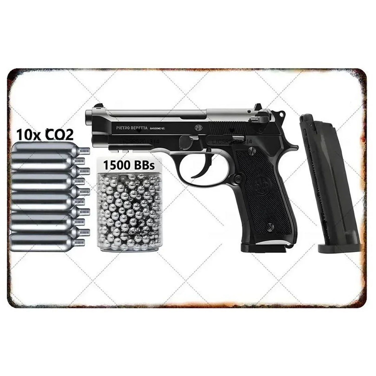 GUNHERO Pistol Metal Wall Signs - Bold Military Style - Perfect Decor for Man Caves, Homes, Bars & Garden Spaces