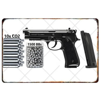 GUNHERO Pistol Metal Wall Signs - Bold Military Style - Perfect Decor for Man Caves, Homes, Bars & Garden Spaces