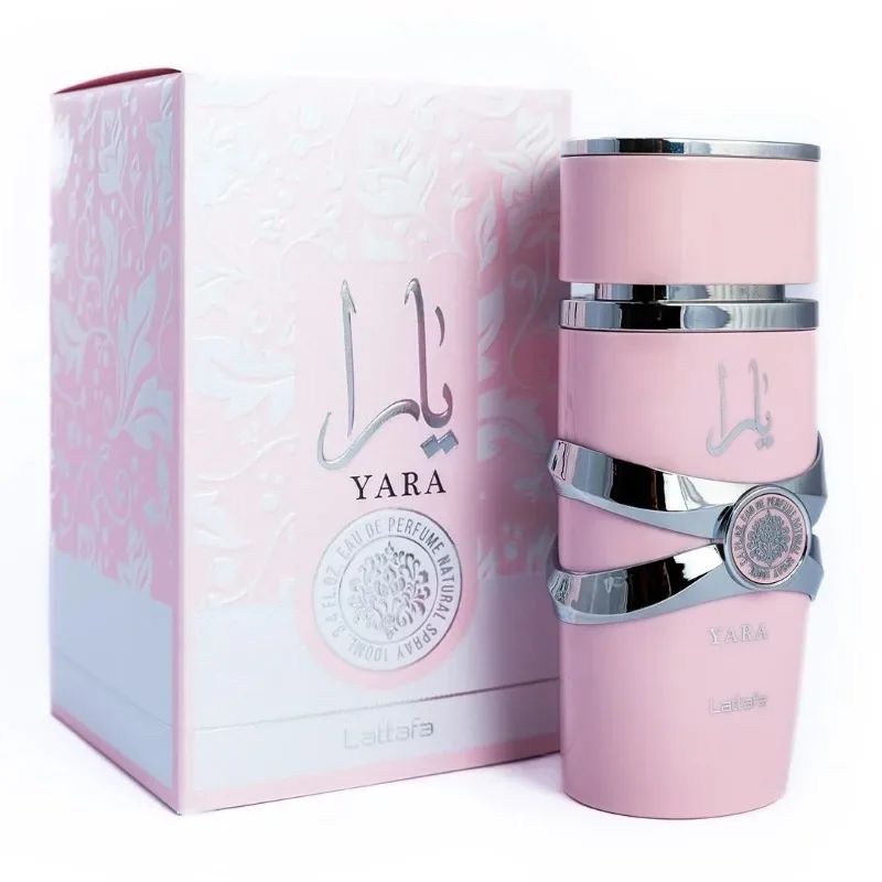 Lattafa Yara Kit 2 Peças Eau de Parfum Femmen Spray 100ml Perfumes Árabes Originais Duradouro Floral Feromônios Perfume Maquiagem 3.4 Oz
