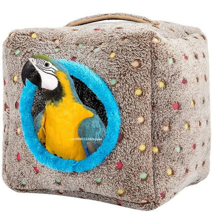 Casa Quentinha de Pelúcia para Pássaros, Caverna Suspensa, Ninho, Cama, Brinquedo para Pássaros Grandes, Araras, Papagaios-Cinzentos, Cacatúas, Papagaios, Inverno