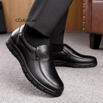 Men Genuine Leather Businenss Loafers Handmade Shoes Non-slip Man Flat Driving Walking Man Soft Luxury Dad Dress Office Shoes