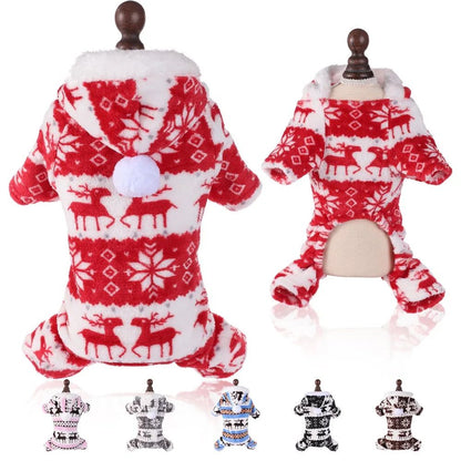 Roupas de cachorro de Natal de inverno Macacão de cachorro de pelúcia quente Pijamas para cães médios pequenos Para baixo Gatos Parkas Filhote de cachorro ???? Roupa para cães