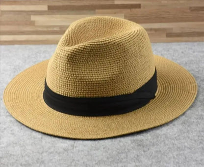Chapéus de Sol Grandes Oversize para Homens Mulheres Praia Panamá Aba Larga Chapéu de Palha Senhora Chapéus de Sol de Verão Plus Size Chapéu Fedora 55-57cm 58-60cm