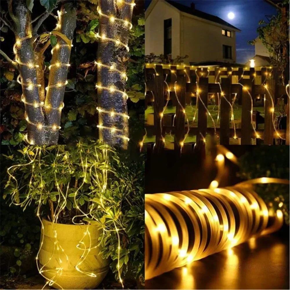 Solar Rope Lights Outdoor Blue LED PVC Tube Fairy String Light Garden Wedding and Birthday Outdoor Holiday Home Decoration