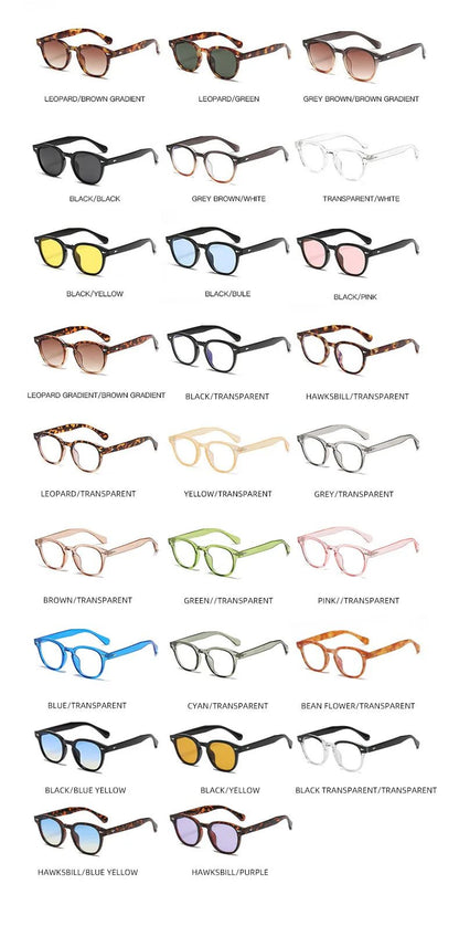 JNPCXI Quality New Retro Round Sunglasses Women Fashion Rivets Decoration Shades UV400 Men Punk Leopard Sun Glasses