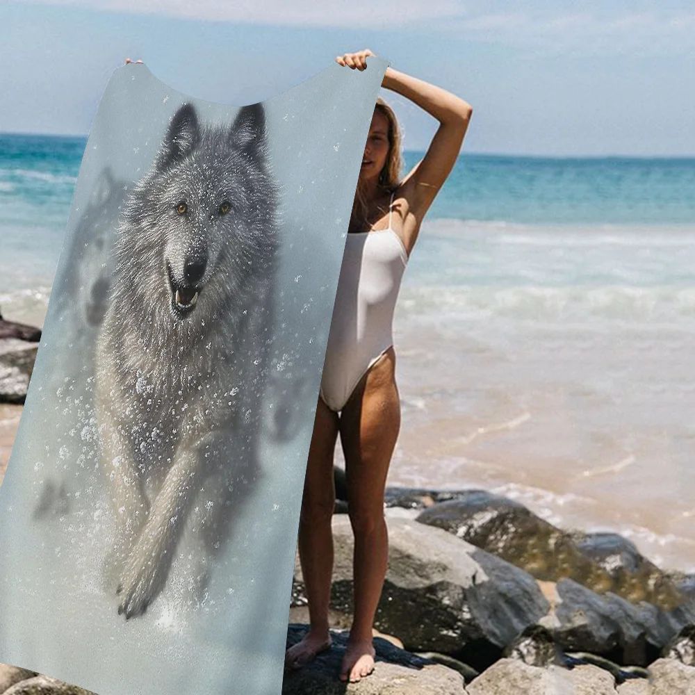 Animal wolf wallart Microfiber Blanket Quick Drying Beach Towels Oversized Printing Super Absorbent Pool Towel Blanket