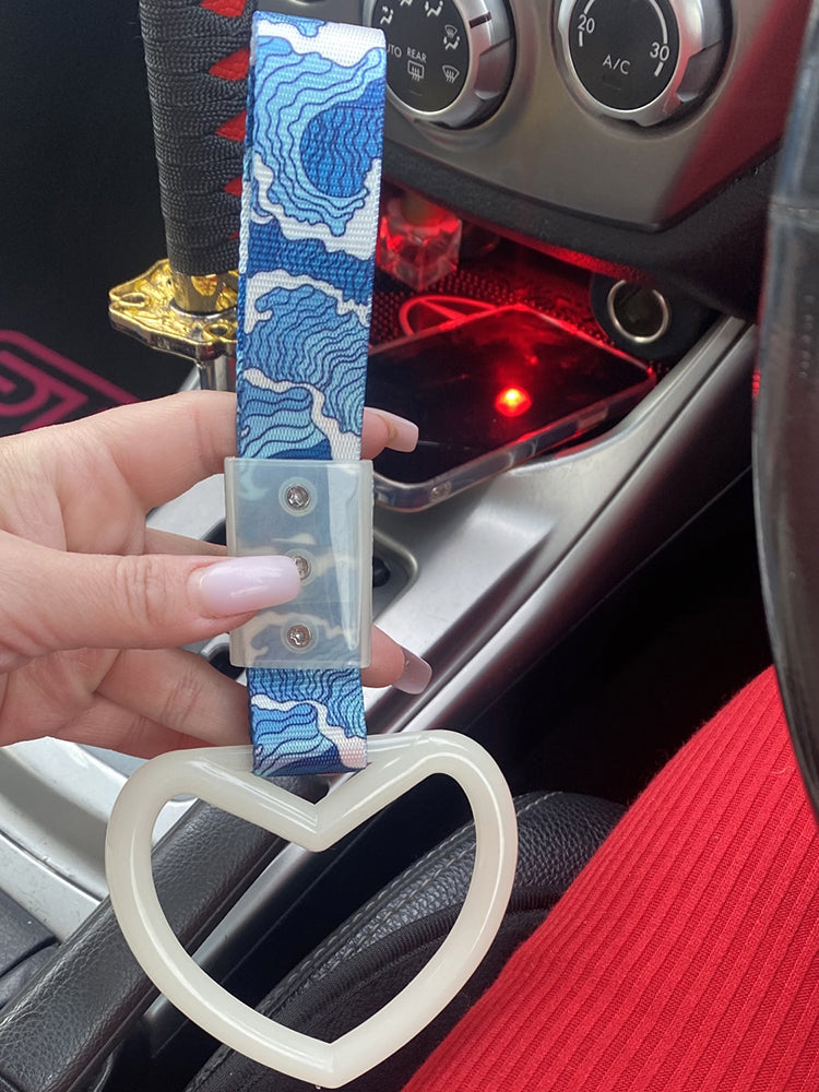 Alça de Mão para Ônibus JDM Trem 1 peça Tsurikawa Ring Coração Estilo Drift Charm Strap Drift Acessórios Automotivos Decoração de Alça de Carro