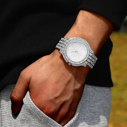Popular Iced Out Watch Men Luxury Full Diamond Women Watches CZ Quartz Men's Watch Waterproof Hip Hop Male Clock Gift Jewelry