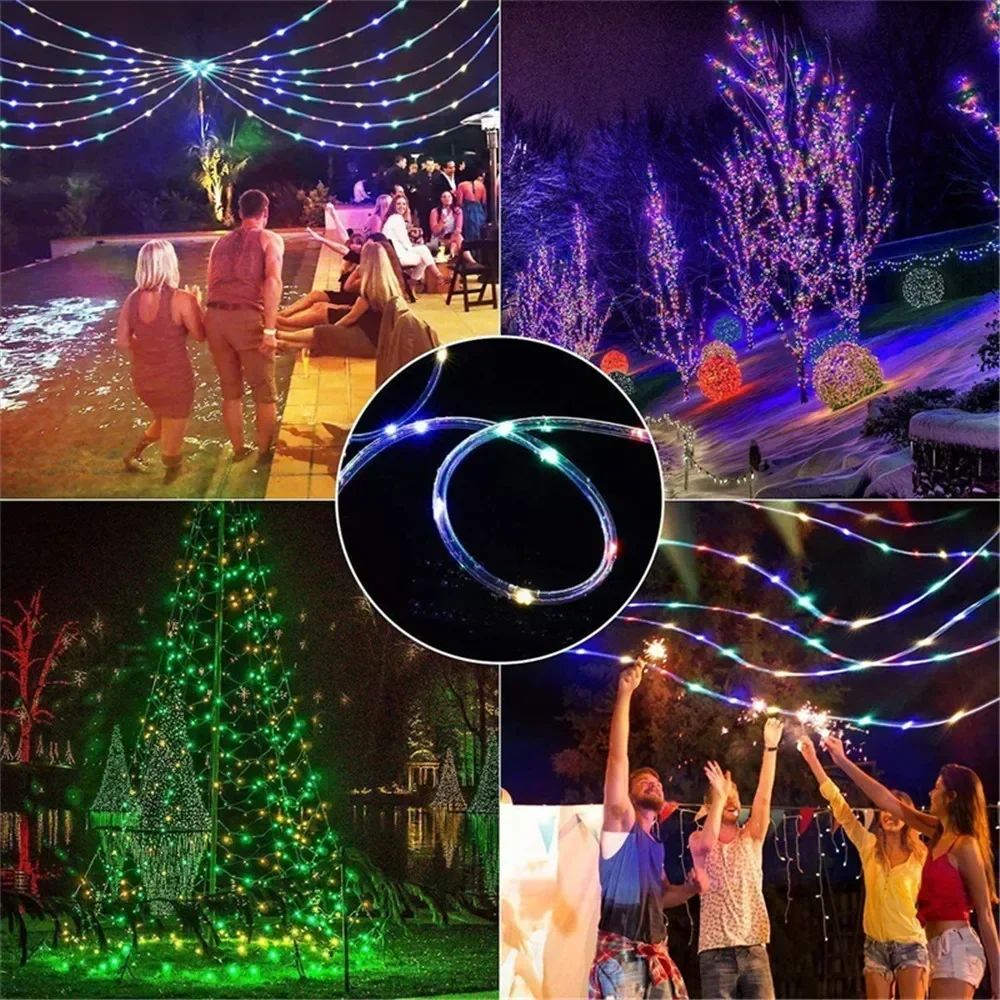 Solar Rope Lights Outdoor Blue LED PVC Tube Fairy String Light Garden Wedding and Birthday Outdoor Holiday Home Decoration