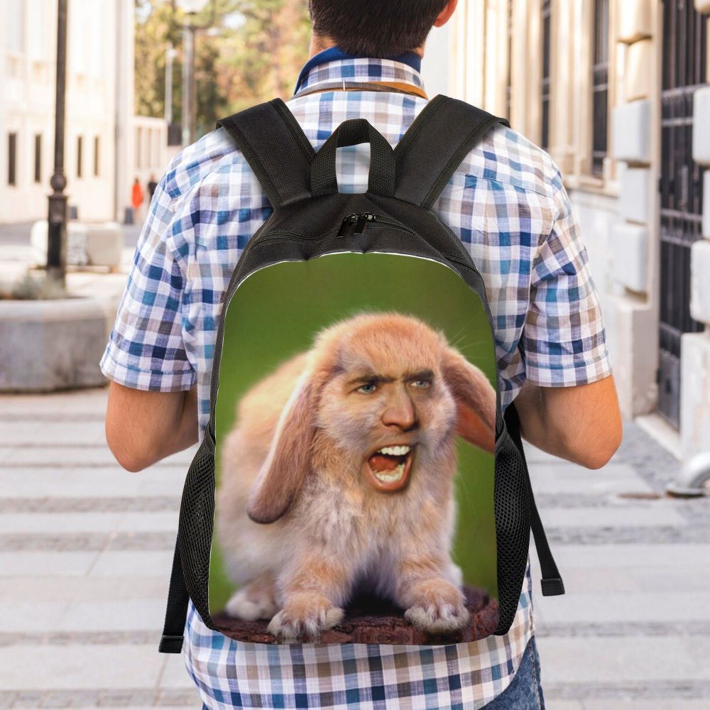 Custom Nicolas Cage Meme Laptop Backpack Women Men Basic Bookbag for College School Student Funny Bags