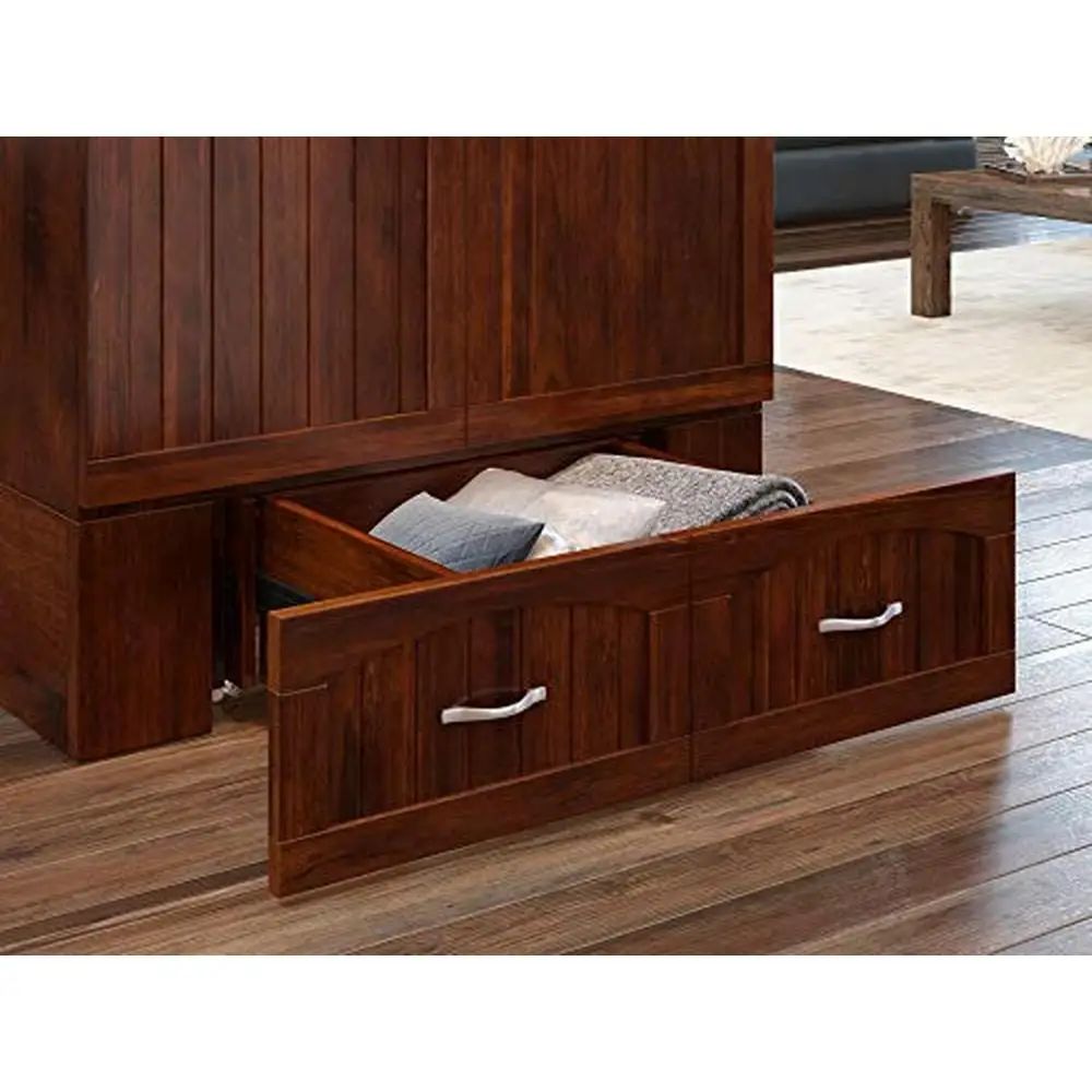 Twin XL Storage Bed Drawer USB Charger CoolSoft Gel Memory Foam Walnut Wood 800lbs Capacity