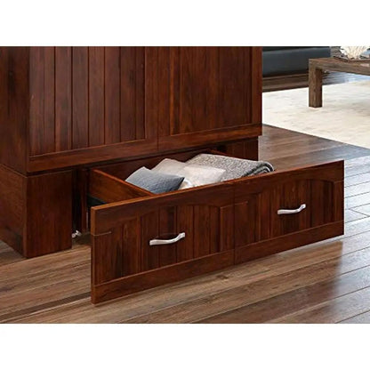 Twin XL Storage Bed Drawer USB Charger CoolSoft Gel Memory Foam Walnut Wood 800lbs Capacity