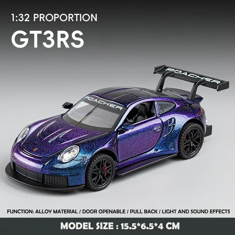 Carrinho Miniatura Diecast 1/32 Escala 911 GT3RS Carro Esportivo Modelo de Brinquedo Veículo Crianças Menino Aniversário Presente Decoração de Casa Brinquedo de Carro