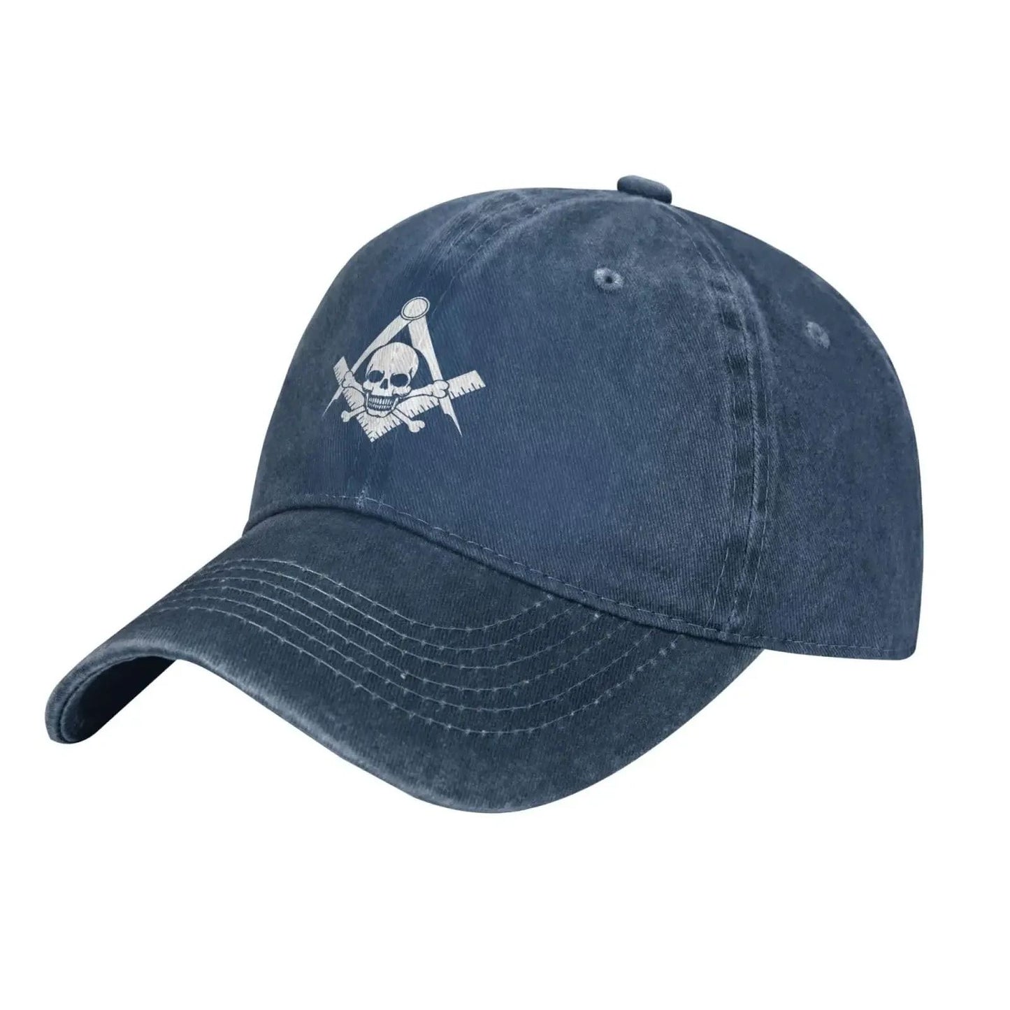 Bonés de beisebol de brim com caveira e ossos cruzados, bússola quadrada, maçonaria, boné casquette, chapéu unissex masculino e feminino