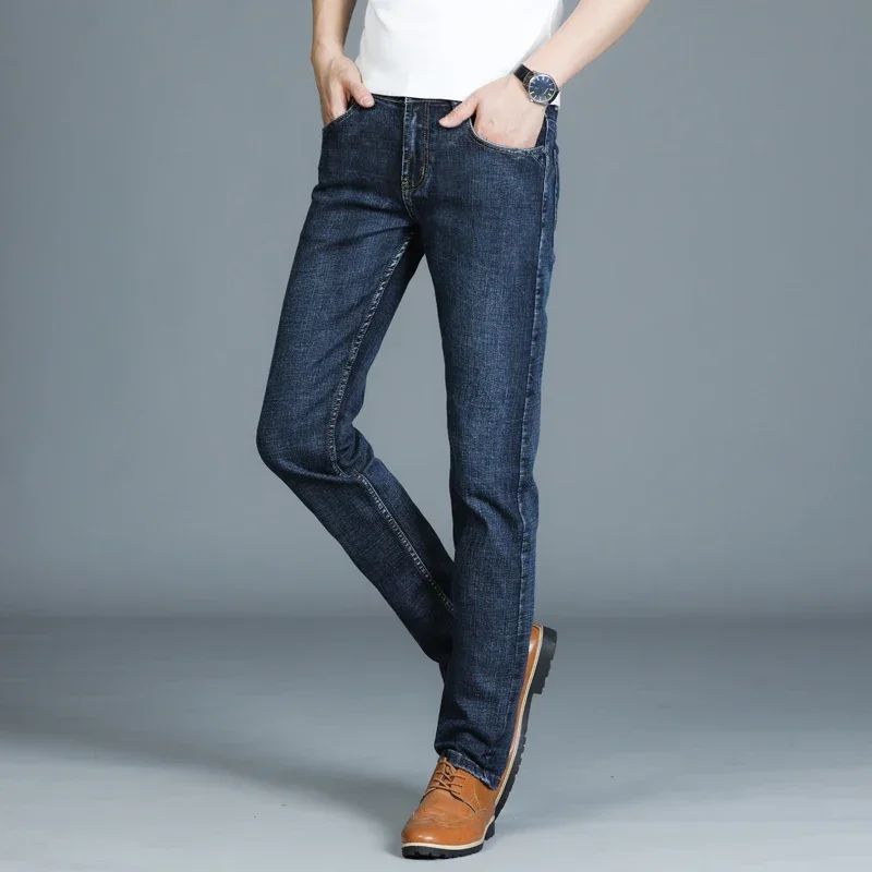 Mens High Quality Jeans Fashion Straight Denim Pants Men Classic Casual Jeans Male Plus Size Denim Trousers Ripped Jeans 28-40