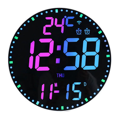 RGB LED Digital Wall Clocks Intelligent Wifi App Control Temperature Date Week Display Multi-functional Electronic Alarm Clock