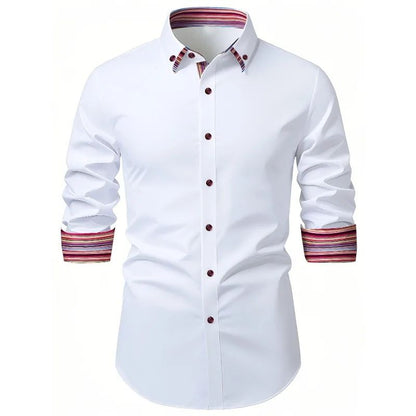 Men Tuxedo Shirt Brand New Men's Fashion Striped Long Sleeve Elastic Shirt Four Season Male Smart Casual Shirts