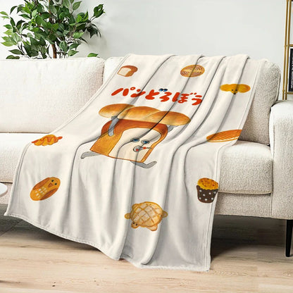 Flannel warm comfort  soft Picture plush Breads Thief blanket for sofa living room office bedroom travel book gift
