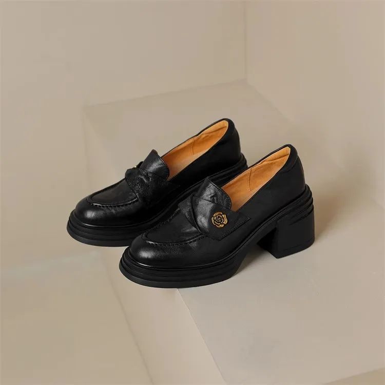 Sapatos Femininos Mary Jane Retrô da Moda Primavera Outono Sapatos Casuais Versáteis Femininos Salto Alto Lolita Sapatos de Couro