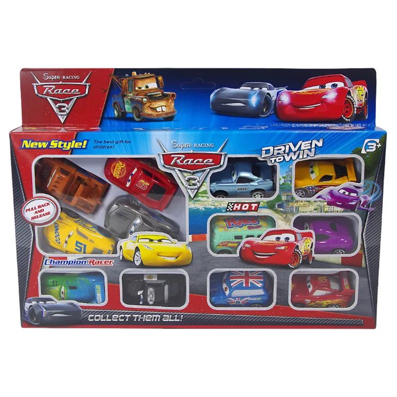 12 peças Disney Pixar Relâmpago McQueen Jackson Storm Mate carro modelo de PVC brinquedo para presente de aniversário infantil